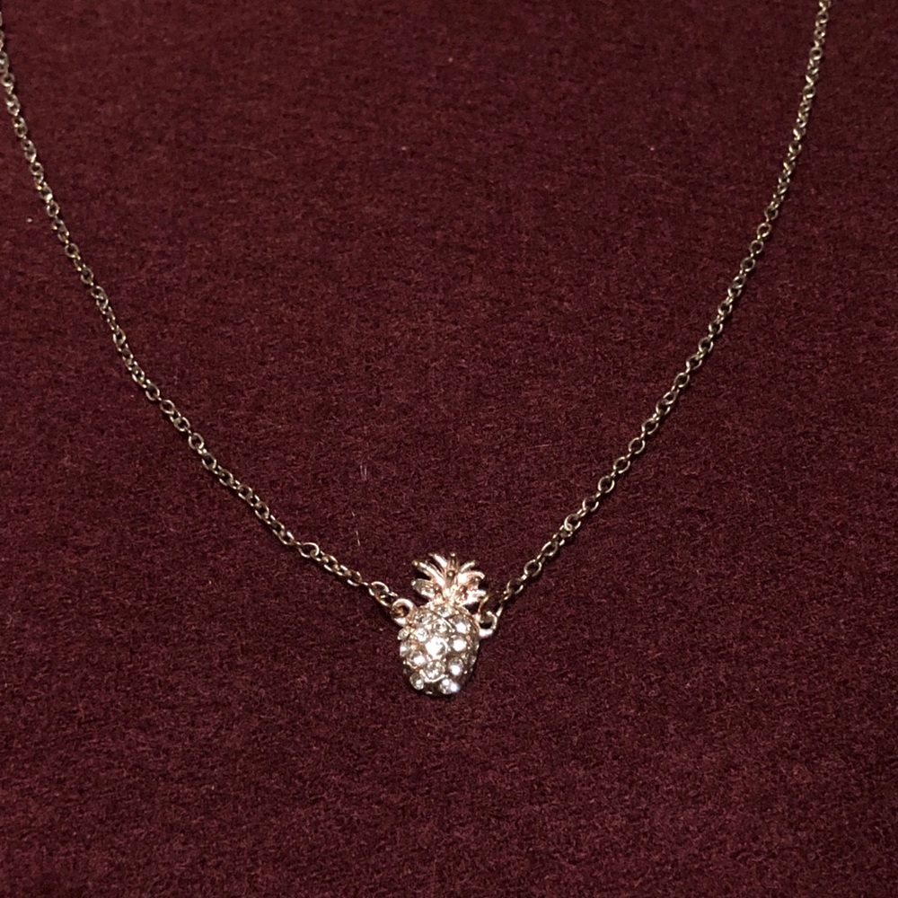 Dainty Pineapple Necklace Rose gold antiqued